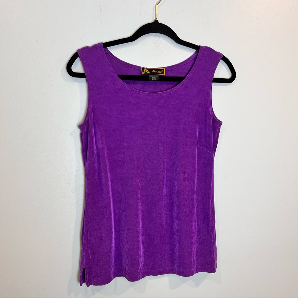 Mirasol Women’s Purple Sleeveless Blouse Top Scoop Neck Lightweight Casual Sz S